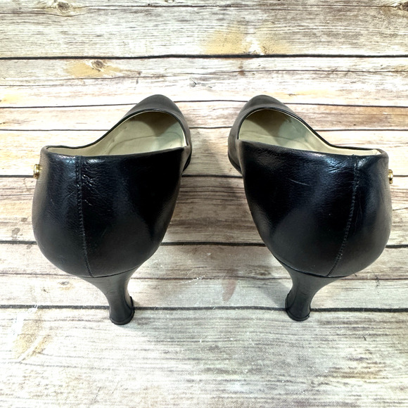 Etienne Aigner Womebs Black Leather Classic Career Pumps Size 10 M - Picture 6 of 10